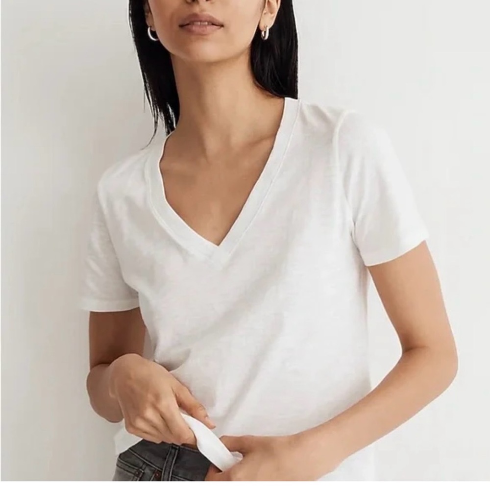 LOFT White Fitted Short Sleeve Tee